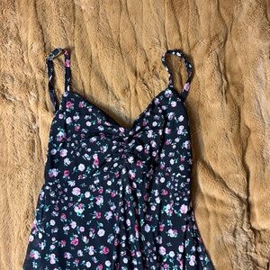 Floral Print Women's Dress - Black and Pink